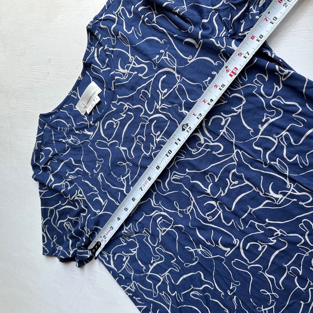Anthropologie Blue Bunny Novelty Print Weekend Tee - Picture 7 of 9